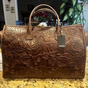 DSQUARED2 Floral Embossed Leather Duffel Bag